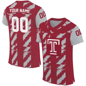 customized temple owls stripe block red jersey best selling