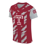 customized temple owls stripe block red jersey best selling