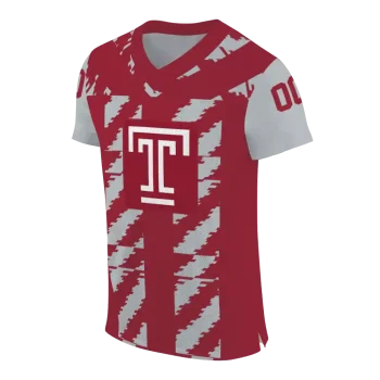 customized temple owls stripe block red jersey fashion forward