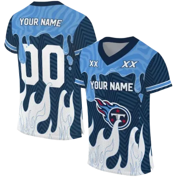 customized tennessee titans dripping flames navy white jersey best selling