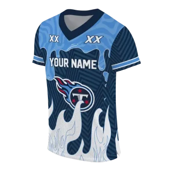 customized tennessee titans dripping flames navy white jersey fashion forward