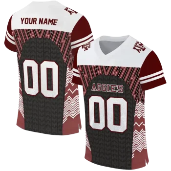 customized texas am aggies tire arrows maroon black white jersey best selling