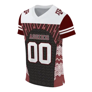 customized texas am aggies tire arrows maroon black white jersey fashion forward
