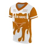 customized texas longhorns dripping flames orange white jersey best selling