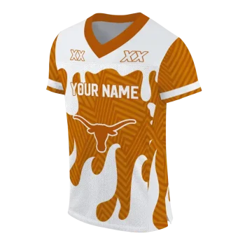 customized texas longhorns dripping flames orange white jersey fashion forward