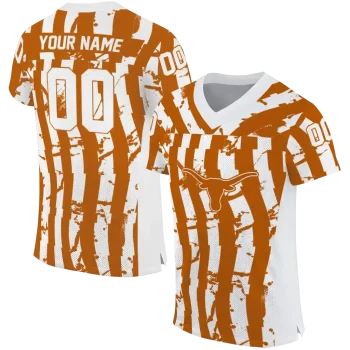 customized texas longhorns stripe splatter orange jersey best selling
