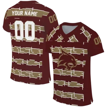customized texas state bobcats layered grids maroon jersey best selling