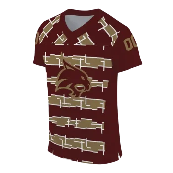 customized texas state bobcats layered grids maroon jersey fashion forward