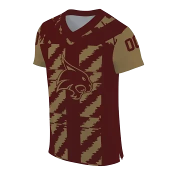 customized texas state bobcats stripe block maroon jersey fashion forward