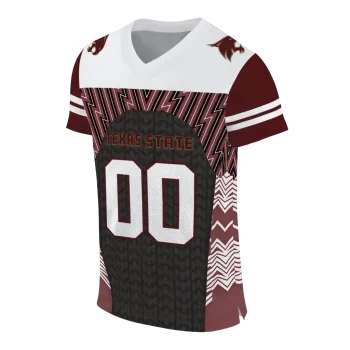 customized texas state bobcats tire arrows maroon black white jersey fashion forward