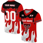 customized texas tech red raiders dripping flames red white jersey best selling