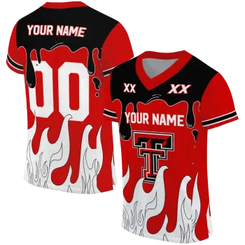 customized texas tech red raiders dripping flames red white jersey best selling