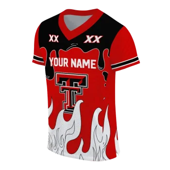 customized texas tech red raiders dripping flames red white jersey fashion forward