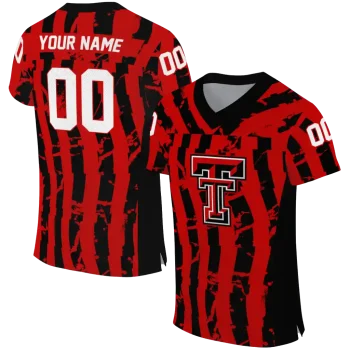 customized texas tech red raiders stripe splatter red jersey best selling