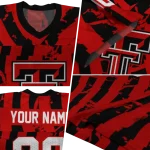 customized texas tech red raiders stripe splatter red jersey best selling