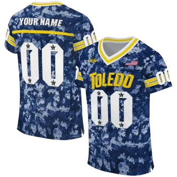customized toledo rockets camouflage abstract blue jersey best selling