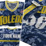 customized toledo rockets camouflage abstract blue jersey best selling