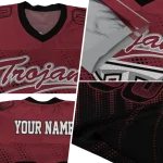 customized troy trojans halftone flow red black jersey best selling