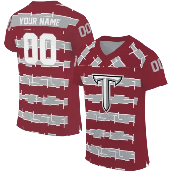 customized troy trojans layered grids red jersey best selling