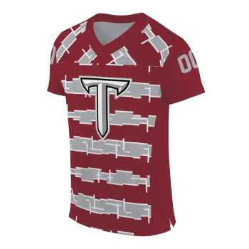 customized troy trojans layered grids red jersey fashion forward