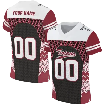 customized troy trojans tire arrows red black white jersey best selling