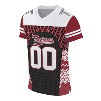 customized troy trojans tire arrows red black white jersey fashion forward