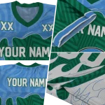customized tulane green wave dripping flames green white jersey best selling