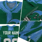 customized tulane green wave striped texture green jersey best selling
