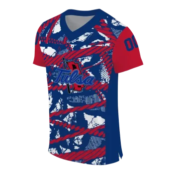 customized tulsa golden hurricane camo shatter blue jersey fashion forward
