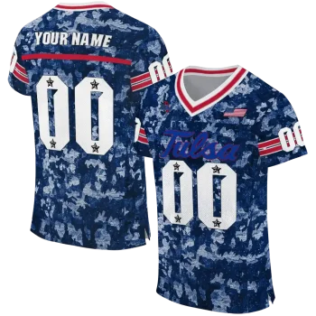 customized tulsa golden hurricane camouflage abstract blue jersey best selling