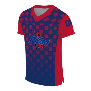 customized tulsa golden hurricane stacked rectangle blue jersey fashion forward