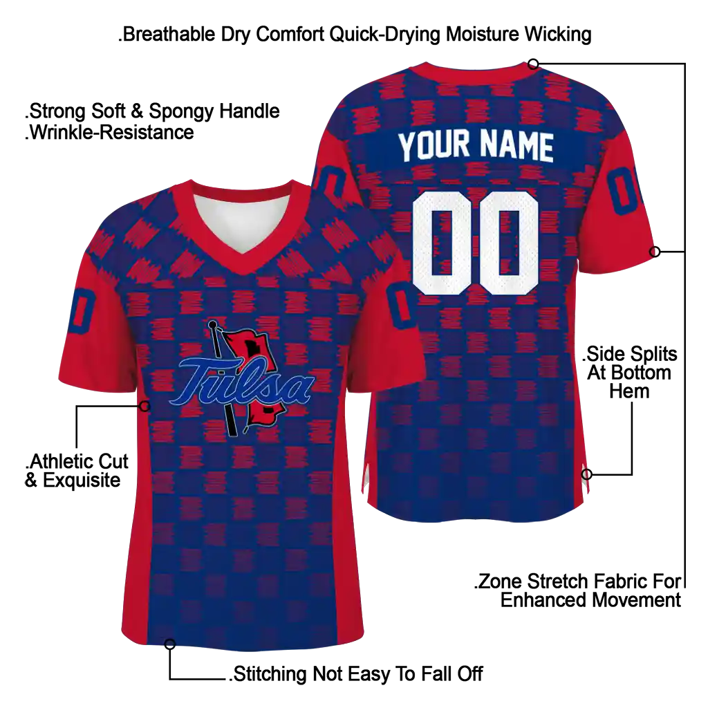 customized tulsa golden hurricane stacked rectangle blue jersey latest model customized tulsa golden hurricane stacked rectangle blue jersey latest model