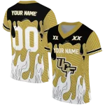 customized ucf knights dripping flames gold white jersey best selling