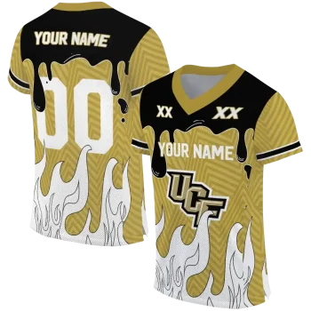 customized ucf knights dripping flames gold white jersey best selling
