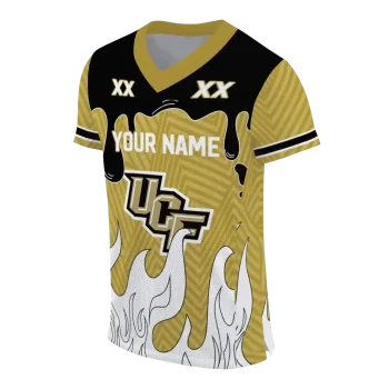customized ucf knights dripping flames gold white jersey fashion forward