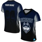 customized uconn huskies halftone flow blue black jersey best selling