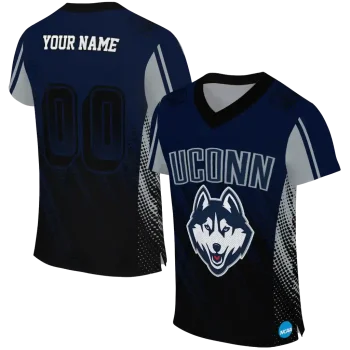 customized uconn huskies halftone flow blue black jersey best selling