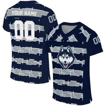 customized uconn huskies layered grids blue jersey best selling