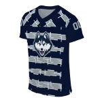 customized uconn huskies layered grids blue jersey best selling