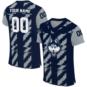 customized uconn huskies stripe block blue jersey best selling