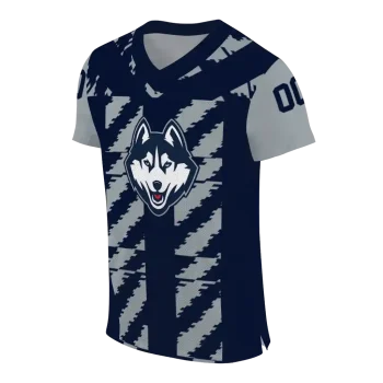 customized uconn huskies stripe block blue jersey fashion forward
