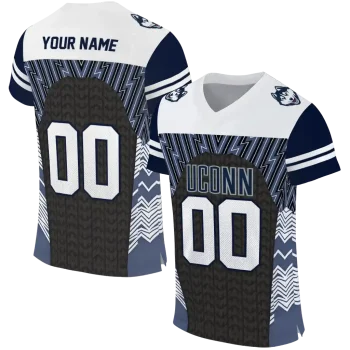 customized uconn huskies tire arrows blue black white jersey best selling