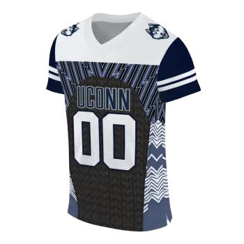 customized uconn huskies tire arrows blue black white jersey fashion forward