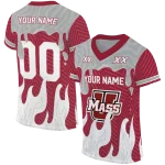 customized umass minutemen dripping flames red white jersey best selling