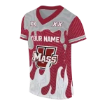 customized umass minutemen dripping flames red white jersey best selling