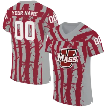 customized umass minutemen stripe splatter red jersey best selling