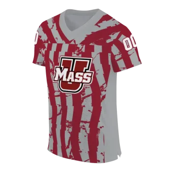 customized umass minutemen stripe splatter red jersey fashion forward