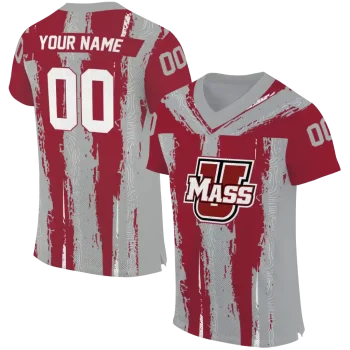 customized umass minutemen striped texture red jersey best selling