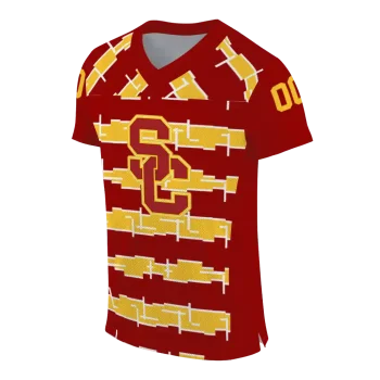customized usc trojans layered grids red jersey fashion forward