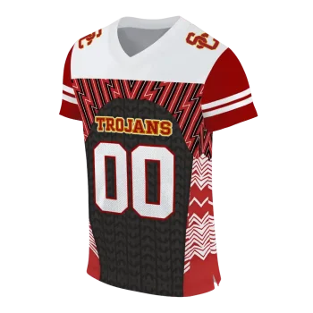 customized usc trojans tire arrows red black white jersey fashion forward